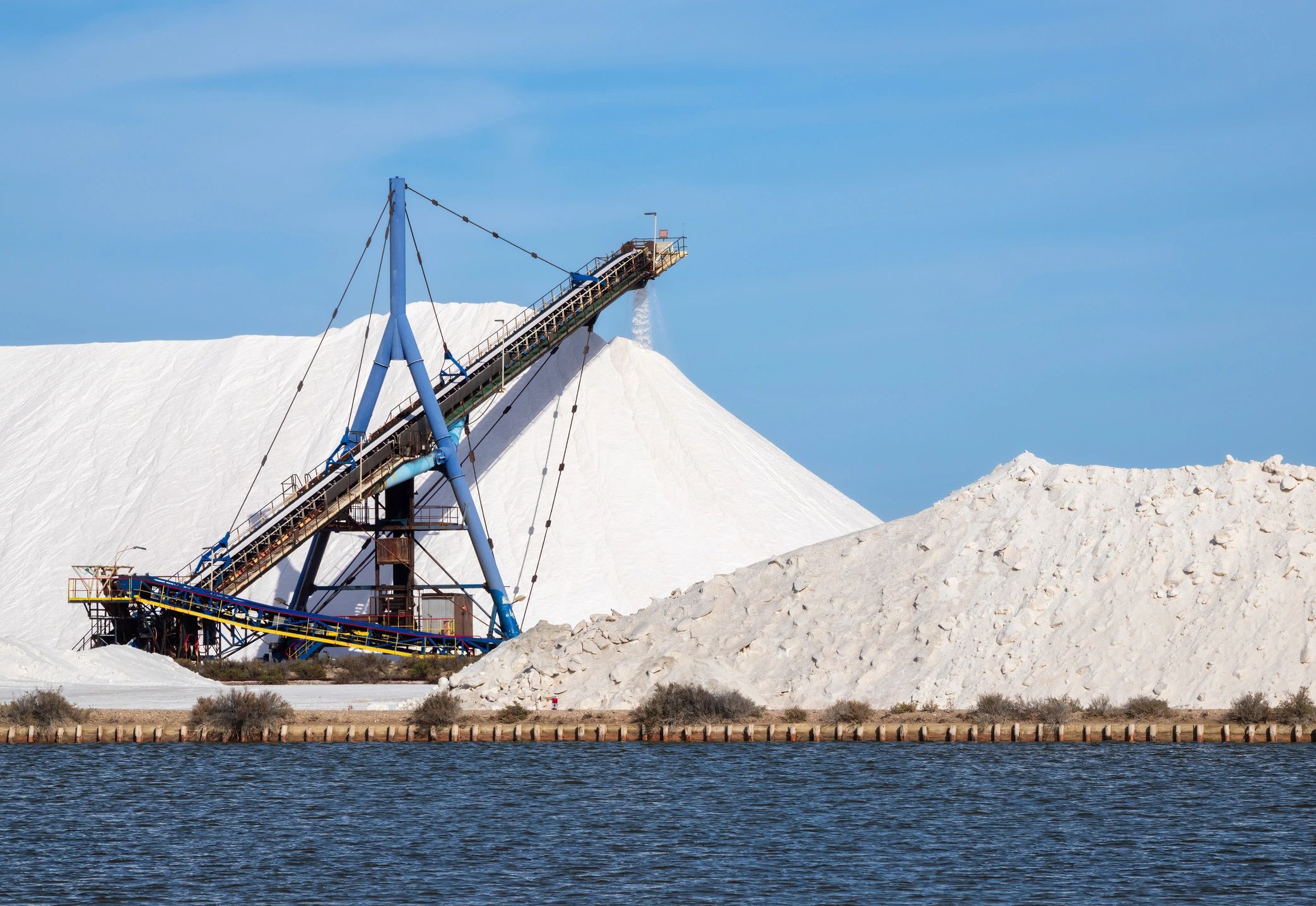 Wide view of salt production at Aigues-Mortes saltworks in France