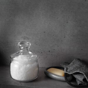 The Salt Caravan rosemary & lemon infused sea salt jar on a clean neutral background